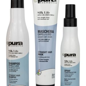PURA KOSMETICA Trattamento Lisciante shampoo+mask+spray SILK LIFE